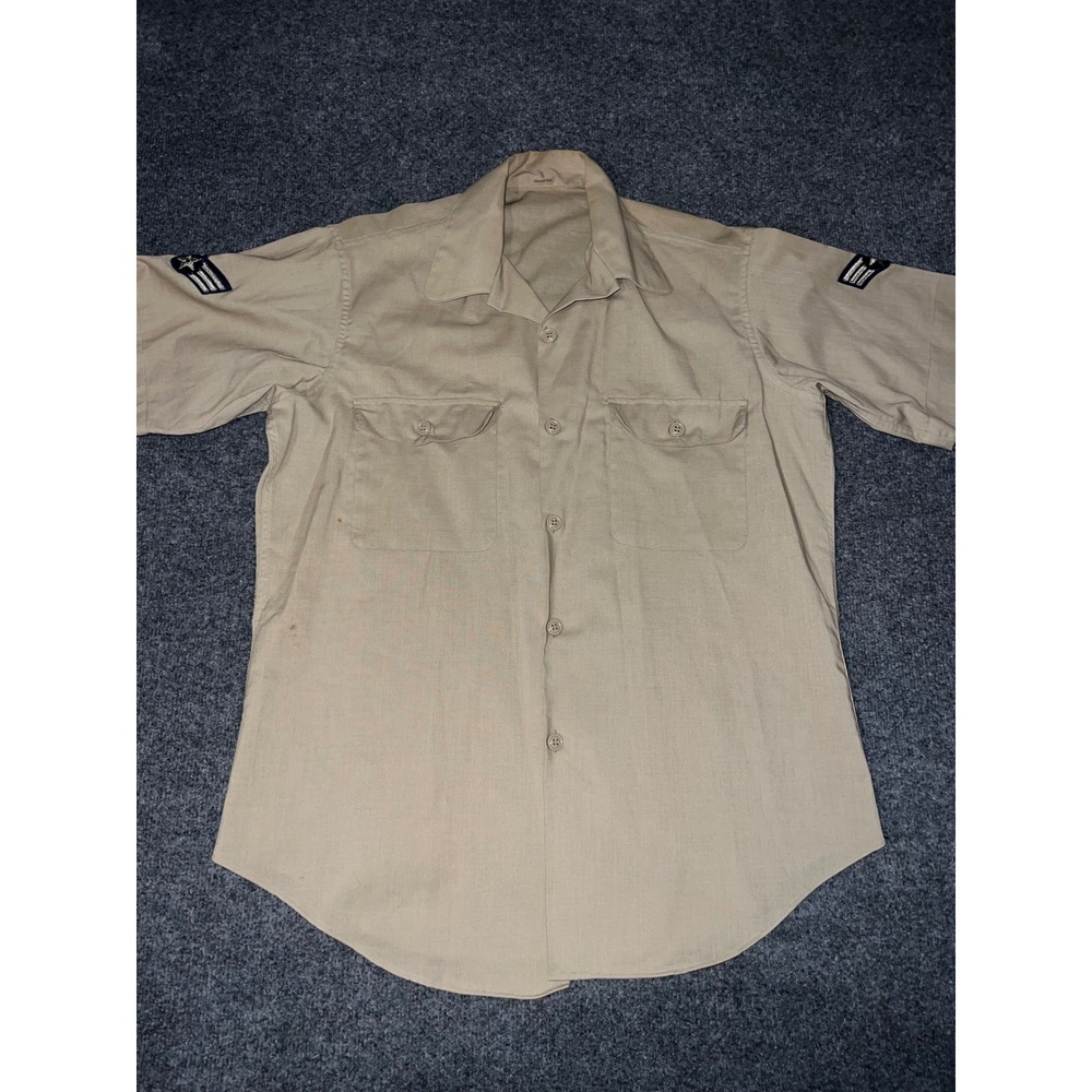 Vintage Military Issue WW2 Air Force Sergeant Khaki Shirt Tan Size 16